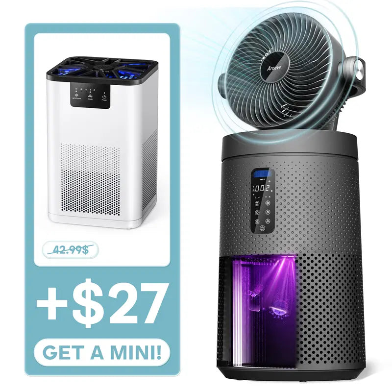 AROEVE MK08W Smart WiFi Air Purifier Fan &Cooling Appliance, 1980 Sq.Ft Coverage, AutoClean, Dust Remover-CARB Certified