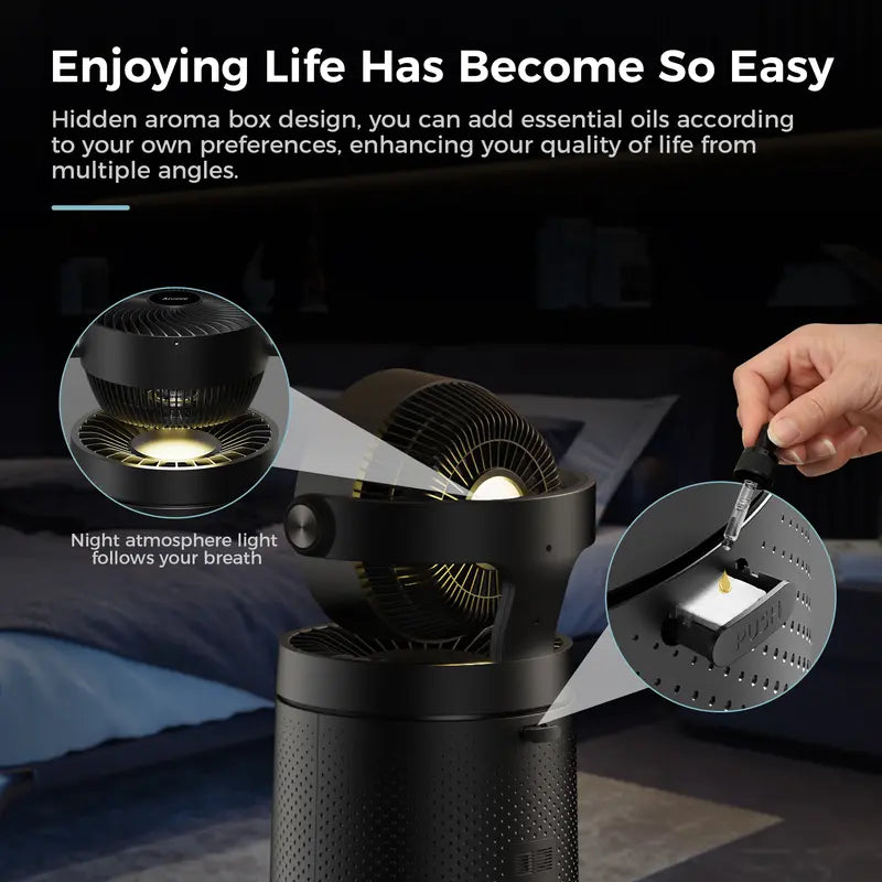 AROEVE MK08W Smart WiFi Air Purifier Fan &Cooling Appliance, 1980 Sq.Ft Coverage, AutoClean, Dust Remover-CARB Certified